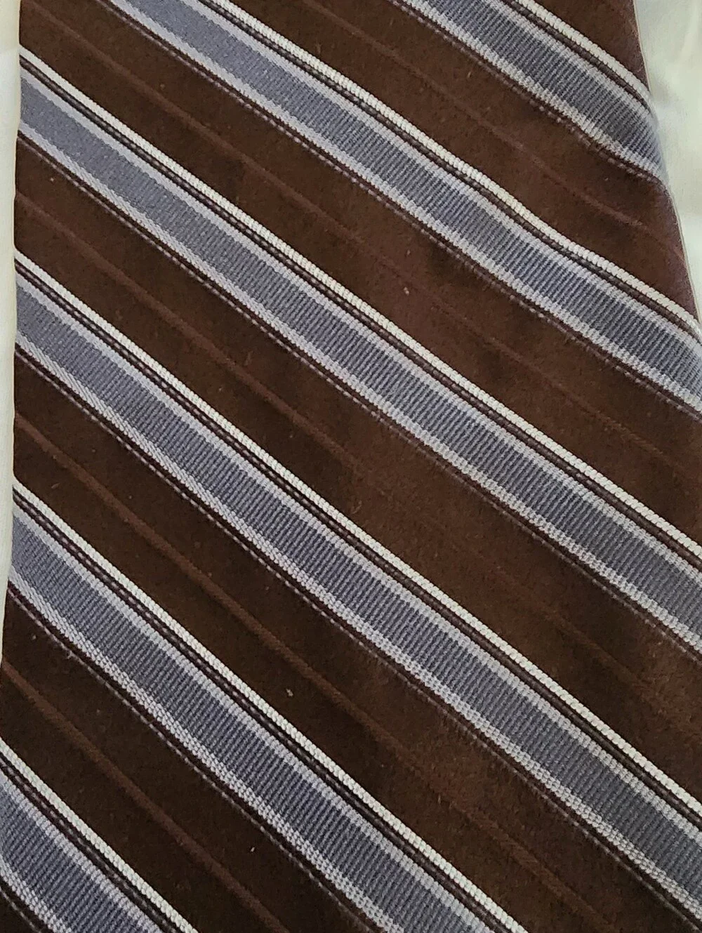 Calvin Klein Brown Diagonal Stripe Tie with Gray Accents